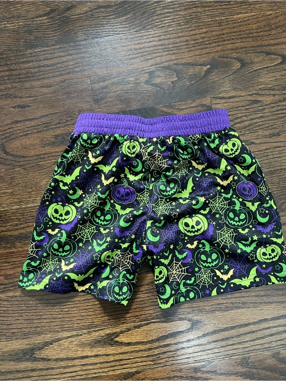 Baseball lifestyle 101 Purple & Neon Green athletic shorts. Size youth medium - Picture 4 of 5